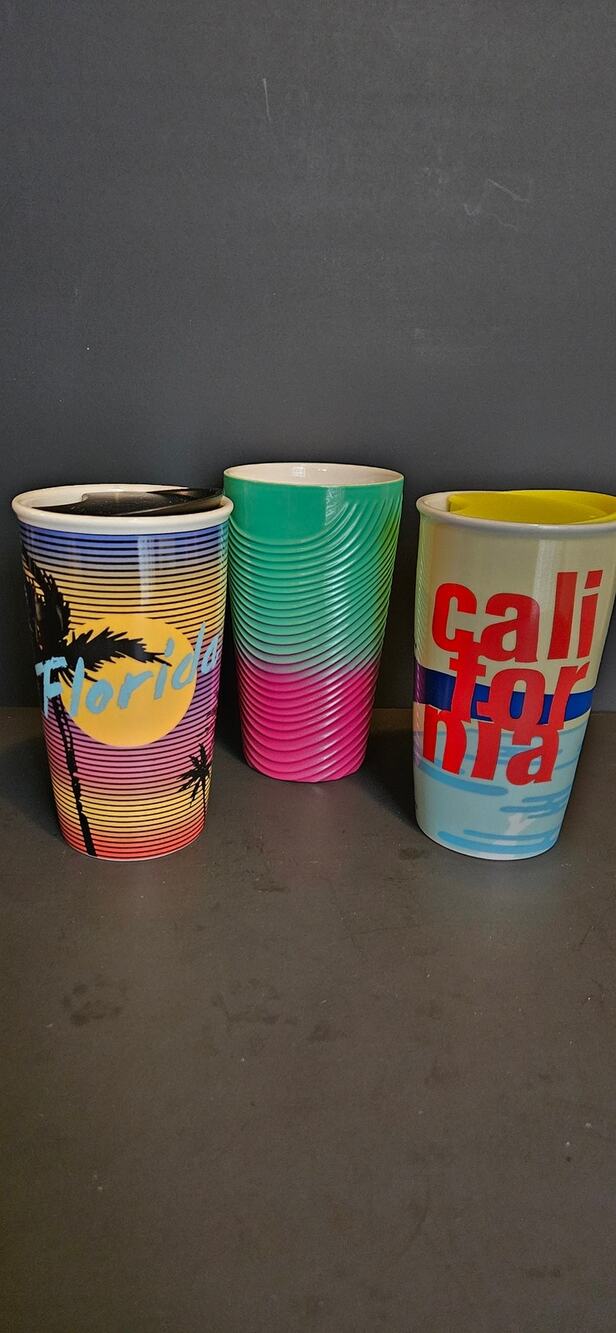 Starbucks Ceramic Coffee Travel Mugs With Lid Set 3